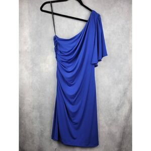 Calvin‎ Klein One Shoulder Ruched Sheath Dress Royal Blue Size 10